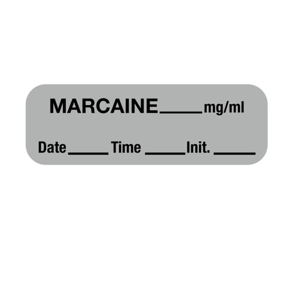Label, Marcaine 1/2" x 1-1/2" Gray w/Black